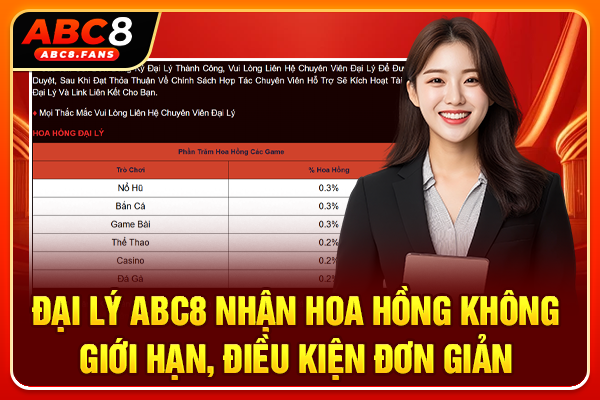 Đại Lý ABC8 Nhận Hoa Hồng Không Giới Hạn, Điều Kiện Đơn Giản